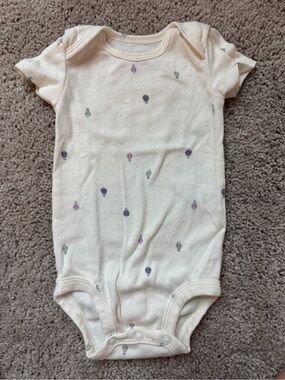 Carter's Cream One-Piece Bodysuit with Purple and Green Accents